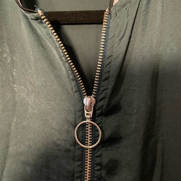 Zara Emerald Green Silk Embroidered Blouse Shirt 3/4 Zip, Small - Picture 13 of 16